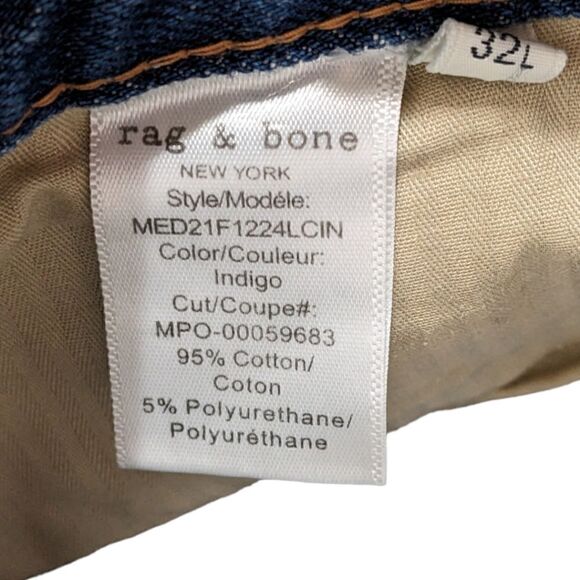 NEW Rag & Bone New York Men's Fit 1 Skinny Indigo Jeans 38x32 #MED21F1224LCIN - Picture 9 of 11